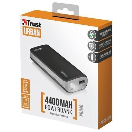 Powerbank 4400mAh Trust Urban Primo/ Negra Powerbank 4400mAh Trust Urban Primo/ Negra